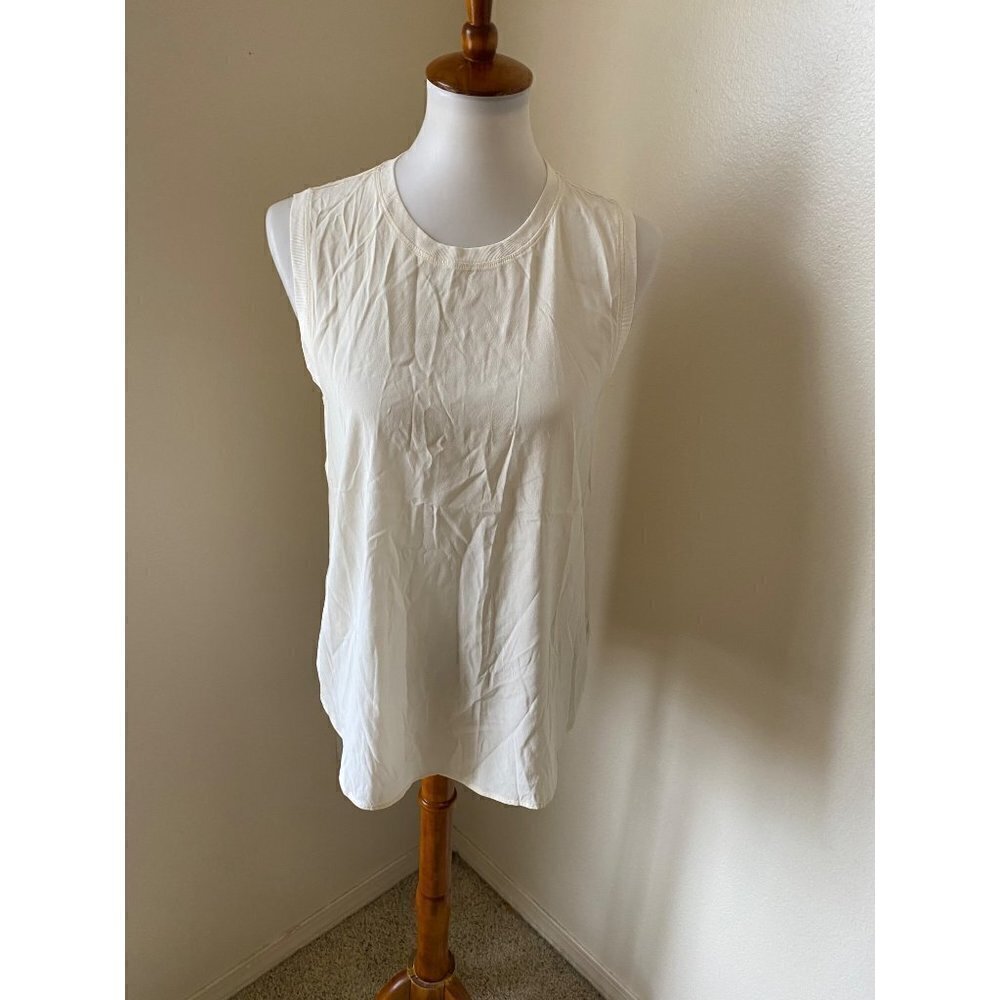 Adriano Goldschmied Women’s Silk Ivory Oversized Tank Top Size S Blouse Top